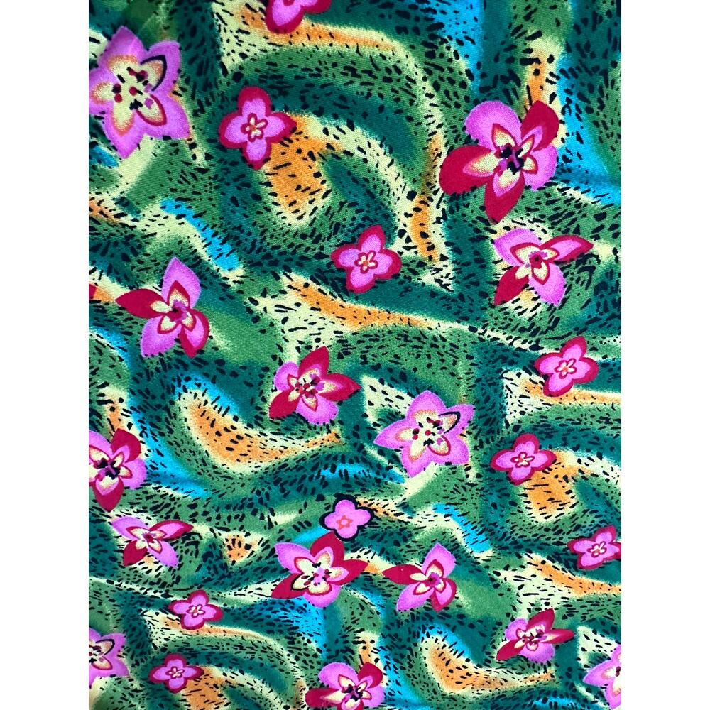 VINTAGE Fabric Animal Print Cheetah Pink Tropical Flowers Cotton LAST 2.5 YARDS